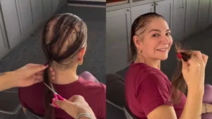Mãe de Lucas Lucco raspa o cabelo após avanço de doença autoimune Mãe de Lucas Lucco raspa o cabelo após avanço de doença autoimune