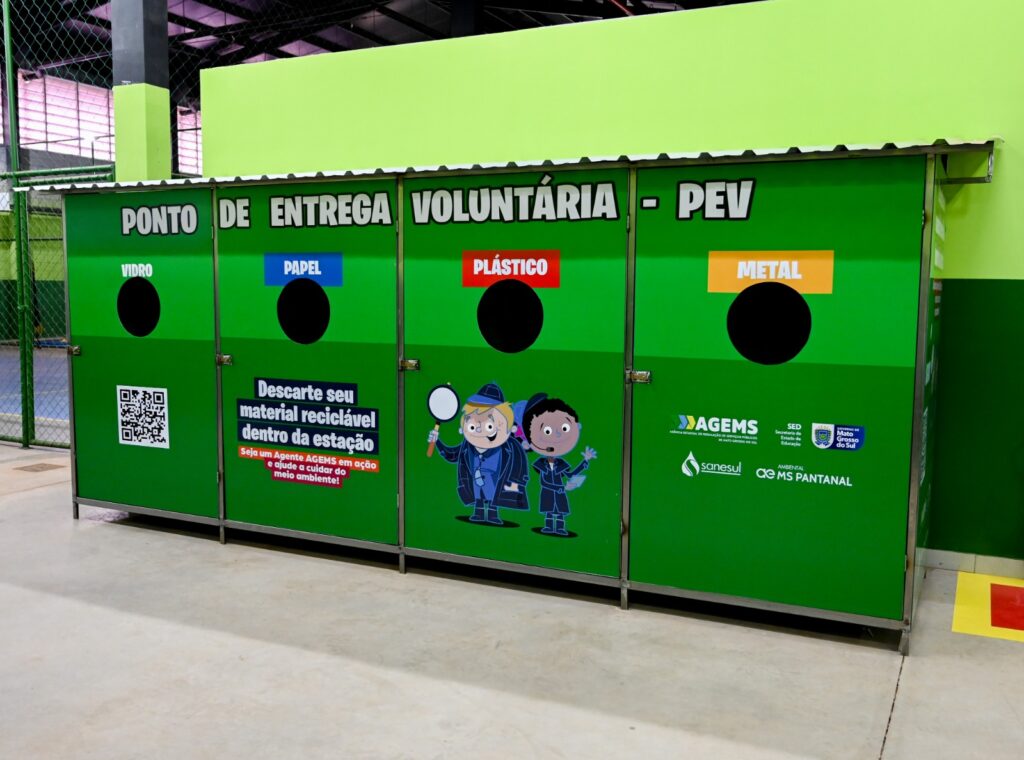 Projeto "PEV AGEMS nas Escolas": Escolas estaduais de MS receberão ecopontos para coleta seletiva