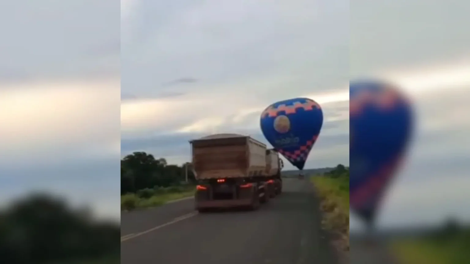 Passeio de balão quase termina em tragédia com carreta em Aquidauana