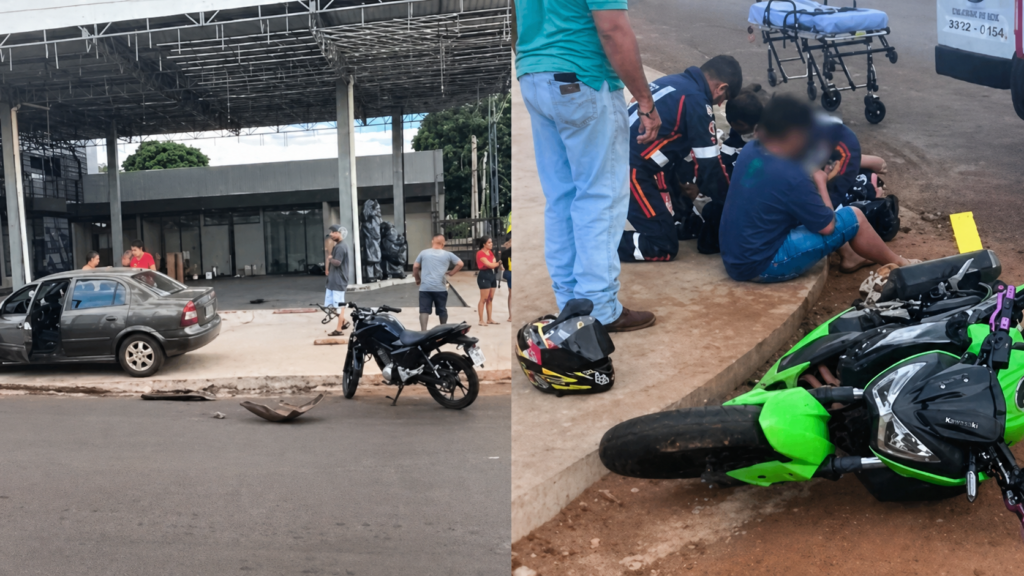 Carro invade preferencial e deixa motociclista em estado grave em São Gabriel do Oeste Carro invade preferencial e deixa motociclista em estado grave em São Gabriel do Oeste