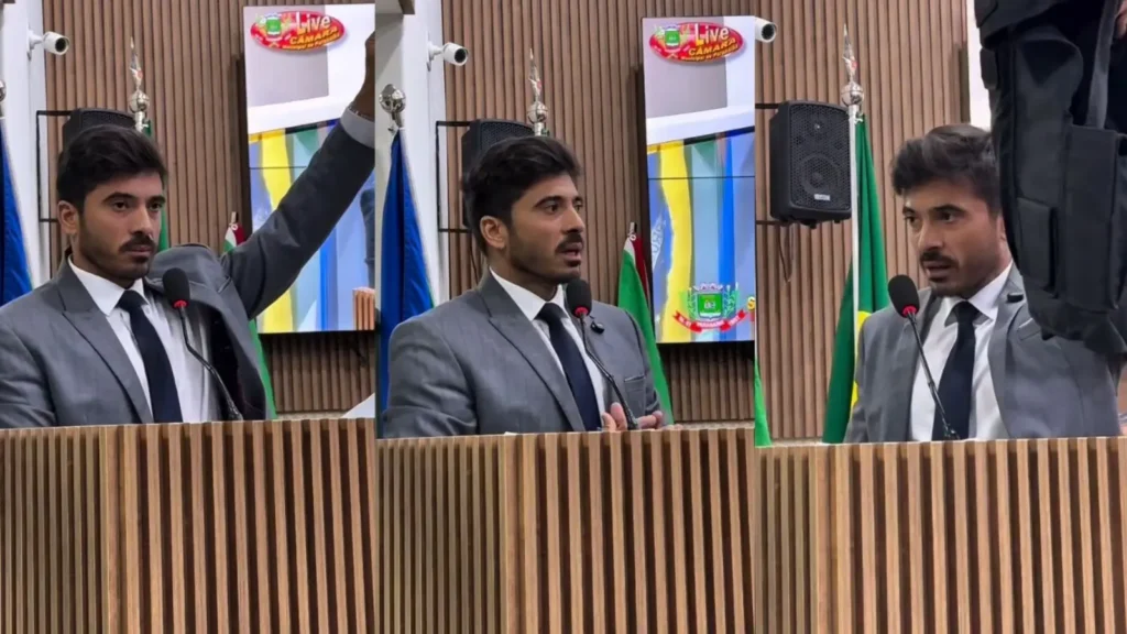 Vereador usa colete à prova de balas para anunciar troca de partido em Paranaíba