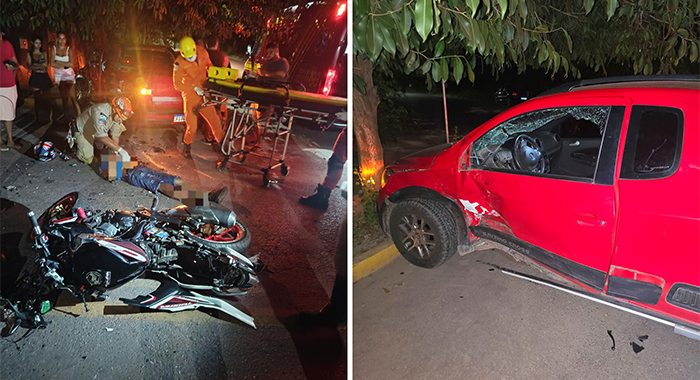 Jovem é socorrido inconsciente após acidente entre motos e carro em Corumbá Jovem é socorrido inconsciente após acidente entre motos e carro em Corumbá