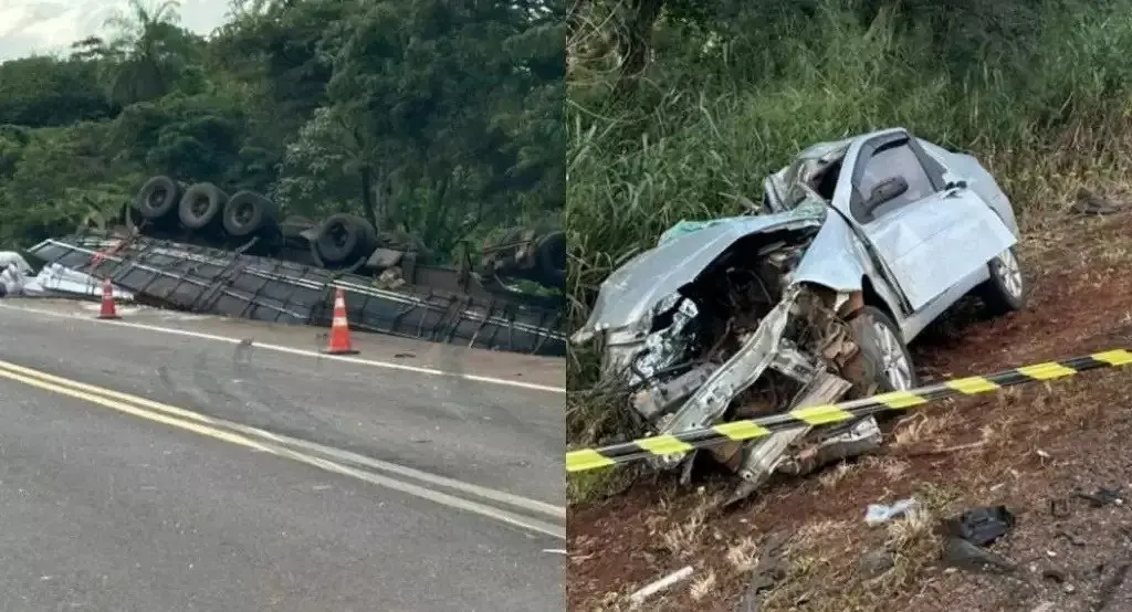 Acidente grave entre carro e carreta mata homem na BR-163 em Nova Alvorada do Sul Acidente grave entre carro e carreta mata homem na BR-163 em Nova Alvorada do Sul
