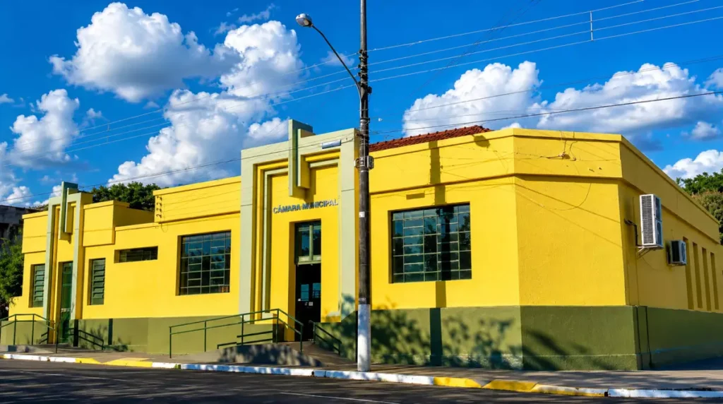Prédio da Câmara Municipal de Bela Vista, na fronteira do Brasil com o Paraguai (Foto: Divulgação)