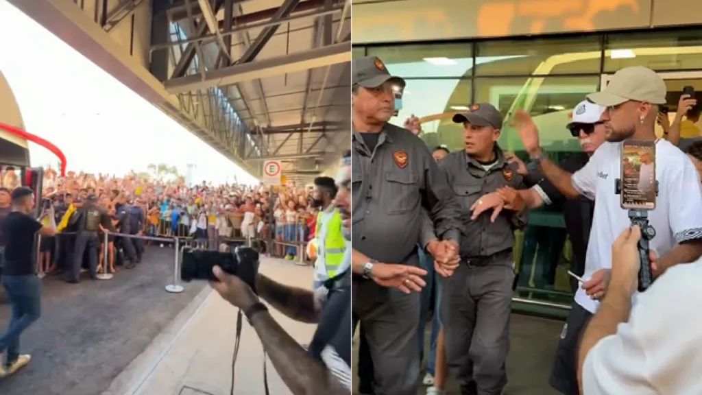 Torcedores do Santos e de Neymar lotam o aeroporto de Ponta Porã