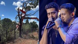 Helicóptero da dupla Henrique e Juliano cai em fazenda no Tocantins