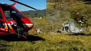 Piloto morre carbonizado após queda de helicóptero em SC
