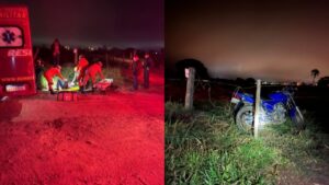 Jovem fica inconsciente após queda de moto em estrada rural de Batayporã