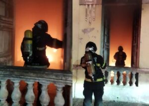 Casarão abandonado pega fogo no centro de Corumbá e mobiliza Corpo de Bombeiros