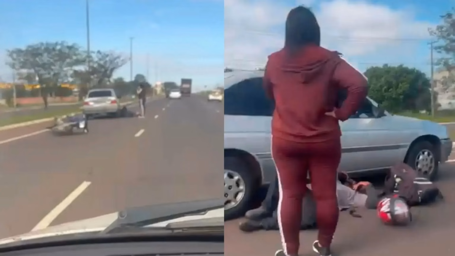 Motociclista é arremessado após colidir contra traseira de carro na Avenida Cônsul Assaf Trad motociclista-e-arremessado-apos-colidir-contra-traseira-de-carro-na-avenida-consul-assaf-trad